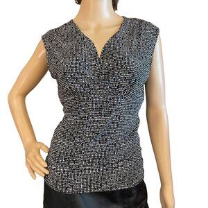 The Limited Womens Sleeveless V-Neck Top Sz S Black and White